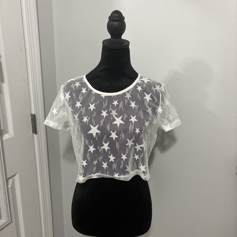 White Star Mesh Crop Top